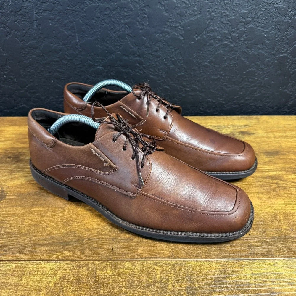 Johnston & Murphy J&M Flex Brown Leather Bicycle Toe Derby Mens 11.5